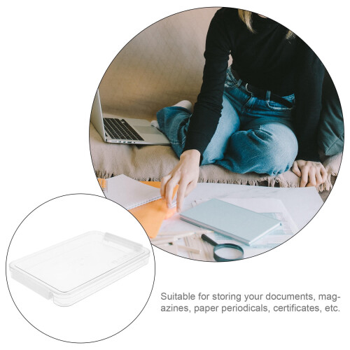 2-Pack White Plastic File Folder Storage Boxes with Lids for Office Document Organization and Home Filing 2