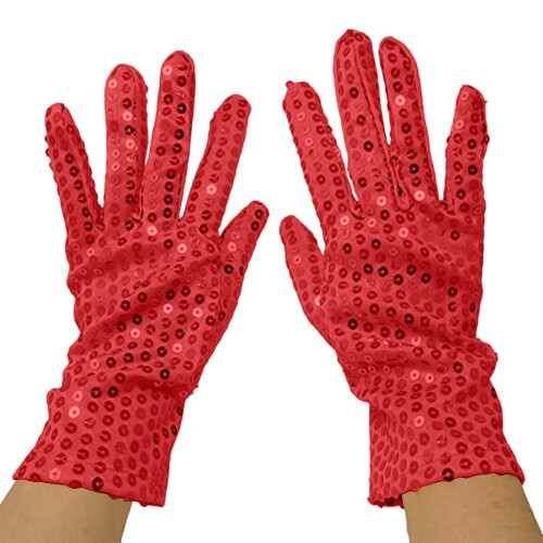 Luvas vermelhas com glitter até o cotovelo (um par) 1