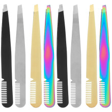 8Pièces Pince À Sourcils Acier Inoxydable Couleurs Variées Précises
