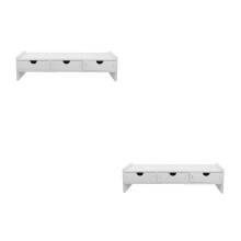 2Pièces Rehausseur Écran Pièce En Bois Plastique Avec Compartiments