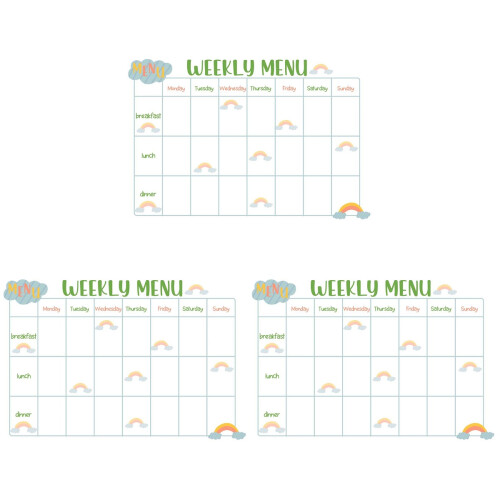 3Pièces Calendrier Menu Effaçable PVC Pour