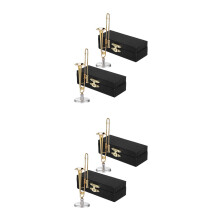 4Sets Golden Miniature Trombone Metal Decor with Stand for Dollhouse