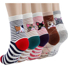Damen-Socken mit Katzenpfotenmotiv, weich und bequem, 5 Paar