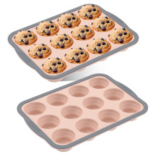 Moule à muffins en silicone pliable 12 cavités avec cadre en métal