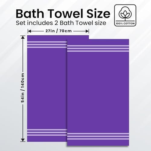 Conjunto de 2 toalhas de banho 100% algodão penteado (68,5 x 137 cm) 1