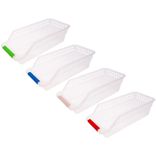 Stapelbare witte plastic opbergbakken (4 stuks)