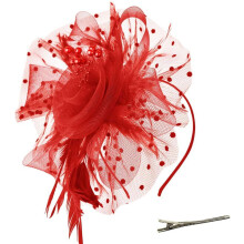 Fascinator-Haarreif mit Blumennetzbändern und Federn