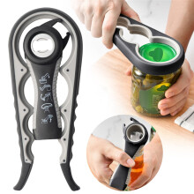 Stainless Steel Multi Opener, Bottle Can Opener & Easy Grip Jar Opener 2-Piece Home Kitchen Tools Set for Seniors Arthritis Suffers-(Black)