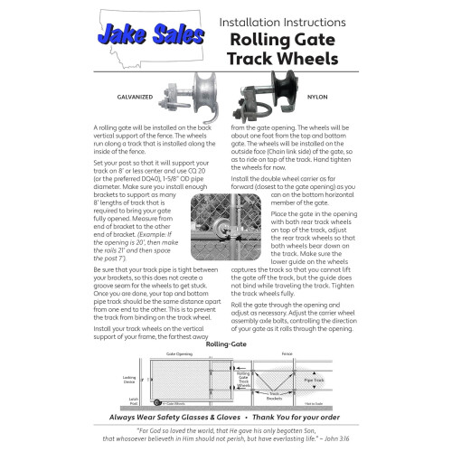 Chain Rolling GATE Track Wheel : to 2" Gate Frame & 1-5/8" Track Pipe 2