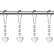 Set of 12 Shower Curtain Hooks, Decorative Shower Curtain Clips with Hanging Clear Acrylic Water Drops for Bathroom Shower Rod, Shower Curtain Rings