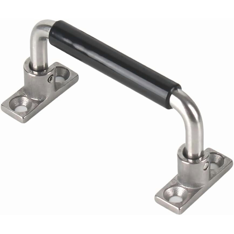 304 Stainless Steel 90 Folding Handle With Rubber Grip, Electric/Industrial Cabinet Pull, Toolbox Handle (Four Hole, 3.93" Center) 9336866712445