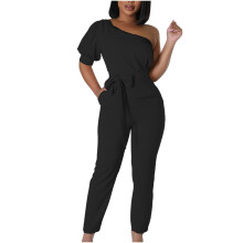 Fashionable Strap Off Shoulder Womens Bodysuit Lady Jumpsuits Elegant Design Lady's Jumpsuits Black S