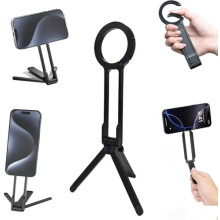 Magnetic Phone Tripod Stand compatible with iPhone 17/16/15/14/13/12 & MagSafe Cases – Adjustable, Foldable, Mini Pocket Selfie Stick