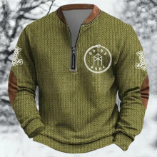 Age Norse Mythology Midweight Pullover Sweater For With Half Zip Neck Design