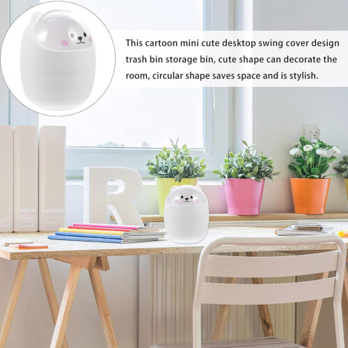 2-Pack Cute Mini Desktop Trash Can with Flip Lid 2