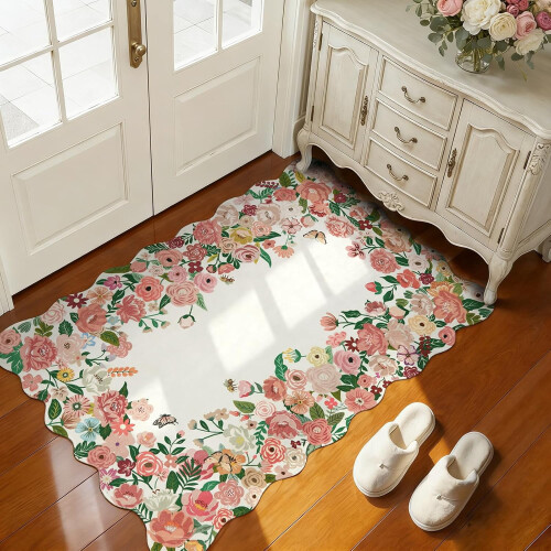 Tapis lavable à motif camélia 90 x 150 cm 1