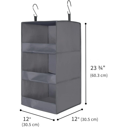 Organizator de dulap pliabil, gri, pachet de 2 2