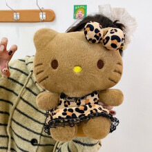 (60cm)Sac peluche Hello Kitty breloque avec motif léopard pour sac à dos et idées cadeaux