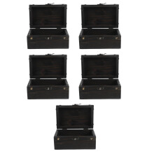 5Pcs Retro Vintage Wood Storage Trunks Decorative Treasure Chest Boxes