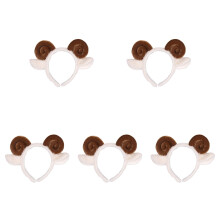 5Pcs Coffee Sheep Horn Hairbands Soft Fabric Headwear for Party Use