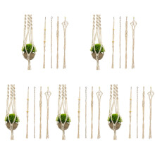 20Pcs Handwoven Macrame Plant Hanger Hanging Planter String Bag Beige