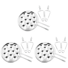 3Sets Stainless Steel Escargot Dish Silver Snail Baking Plate for Home