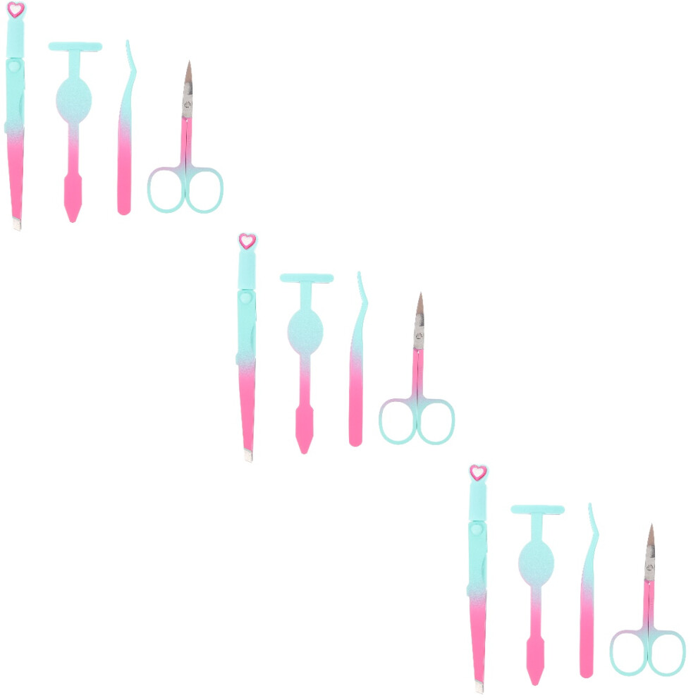 Aboofan 3Sets Precision Metal Tweezers For Eyebrow Trimming Travel Beauty Tool
