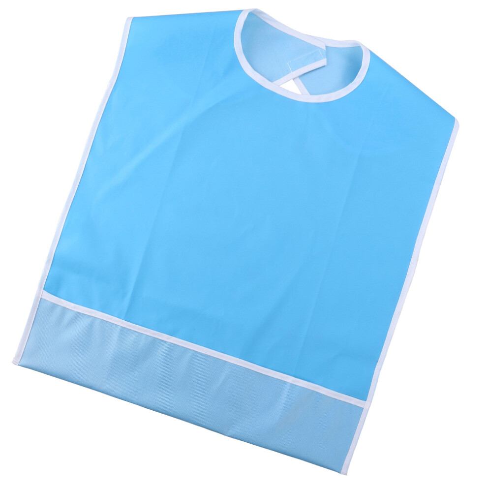 Villcase Blue 2Pcs Waterproof Adult Mealtime Bibs With Snap Buckle Pocket