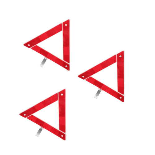 6Pcs Red ABS Foldable Car Stop Sign Reflective Tripod Roadside Kit