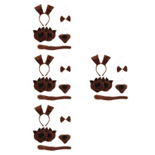 4Sets Coffee Puppy Cosplay Costume Set with Headgear for Kids Parties