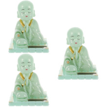 3Pcs Solar Buddha Figurine Car Interior Vintage Decoration