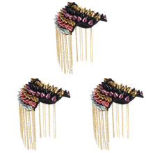 3Pcs Decorative Shoulder Epaulettes Metal Tassel Chain for Clothing