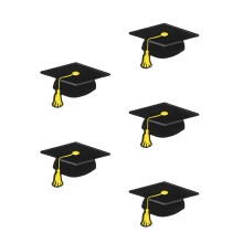 5Pcs Compact Black Graduation Brooch Pins Zinc Alloy for Graduate Gift