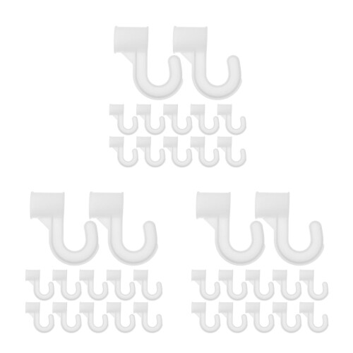 60Pcs White Plastic Rod Brackets for Closet Wardrobe Storage Hooks