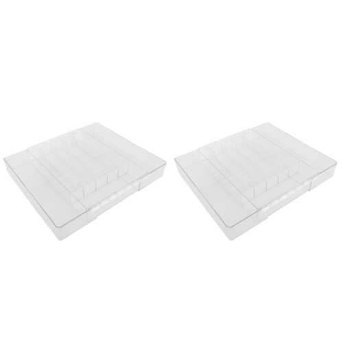 2Pcs Acrylic Expandable Flatware Organizer Tray for Kitchen Drawer