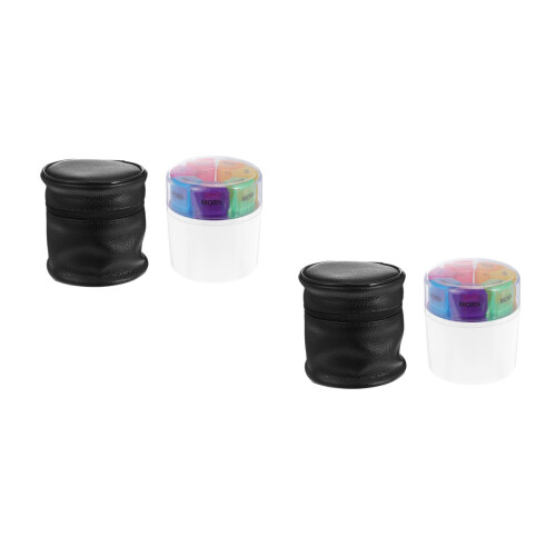2Pcs Travel-Friendly Weekly Medicine Organizer with Durable PU Case