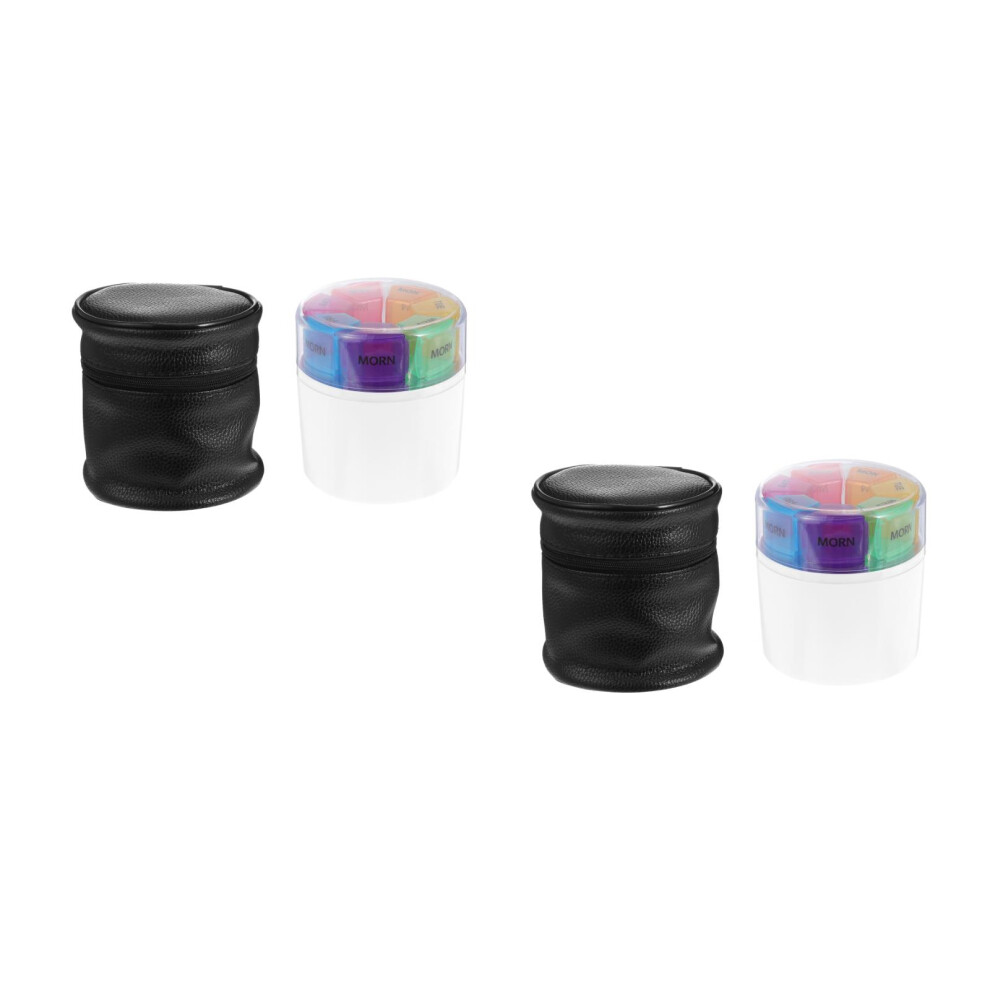Ohphcall 2Pcs Lightweight Weekly Pill Box With Bag And Secure Zipper