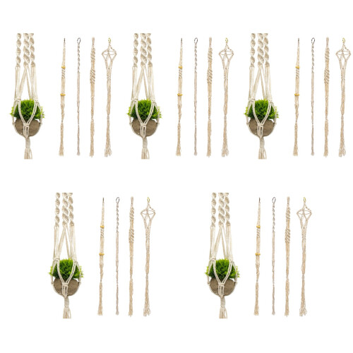 20Pcs Handwoven Macrame Plant Hanger Hanging Planter String Bag Beige 1