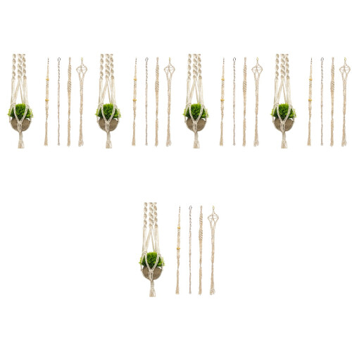 20Pcs Handwoven Macrame Plant Hanger Hanging Planter String Bag Beige 2
