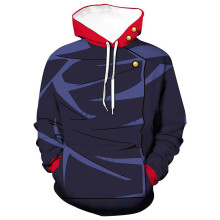 (Blue-No Zip Hoodie,L)Men Anime Jujutsu Kaisen Hoodies Coat Pullover Sweatshirt Hooded Tops Jumper