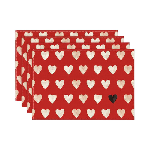 Valentin-napi alátétek piros szív mintával 30x45 cm (4 db) 1