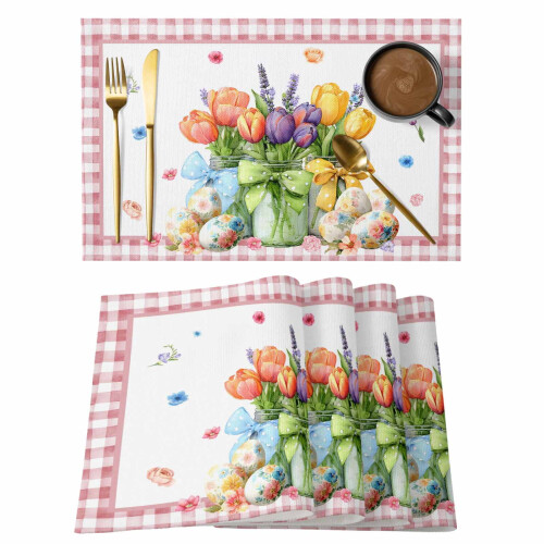 Tischsets mit Aquarellblumenmuster, 33 x 48 cm, 8er-Pack