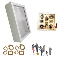 DIY Mini Museum Silhouette Box, Shadow Box Frame Kit with Mini Frames & Figurines, for Anniversary, Wedding & Valentine's Day