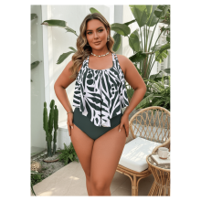 Women's Tankini Swimsuit Printed Square Neck Large Size