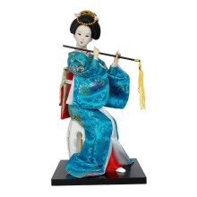 12" Japanese Geisha Handicraft Oriental Doll Ornament Sculpture Collectible Lady Blue