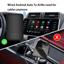 Adaptateur Android Auto filaire vers sans fil noir, compact 82x52x13mm