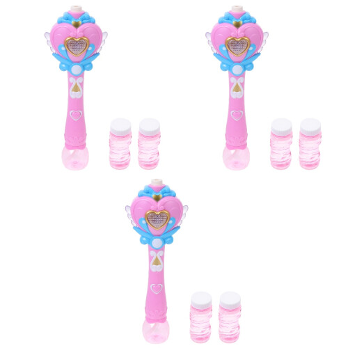 3Sets Elektrischer Bubble Blower Pink Hexenstab Für Kinder Spielspaß 2