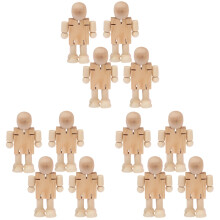 12Stk DIY Holzroboter Figuren Bastelset Khaki Tischdeko Für Zuhause
