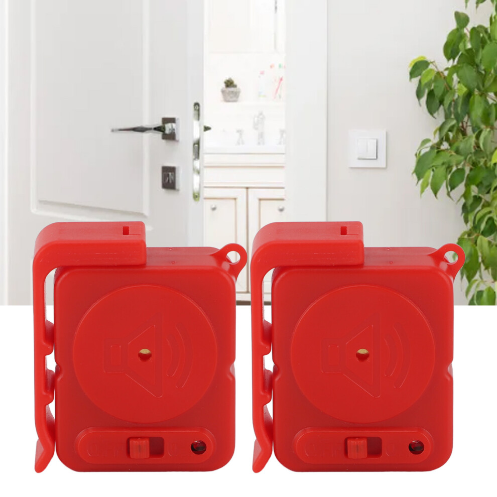 2Pcs Red Wireless Door Handle Alarm, Vibration Trigger, Portable Travel & Hotel Security 9311386376728