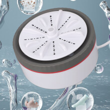 Piccola e portatile lavatrice turbo da 10,5x10,5x6 cm, alimentata tramite USB, colore grigio